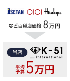 ISETAN OIOI Hankyu など百貨店価格8万円　当店K-51 International 5万円